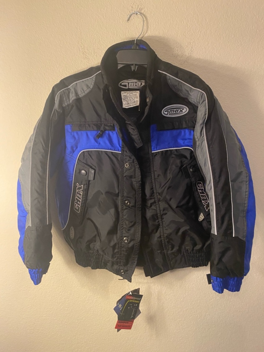 Kids Black and Royal Blue Insulated Puffer Jacket by